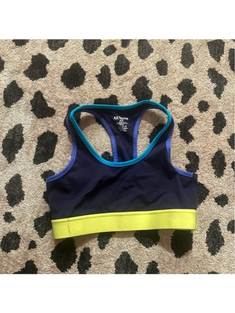 All Access sports bra  - Navy and Lime